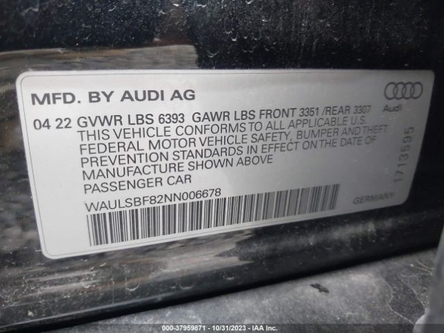 Photo 8 VIN: WAULSBF82NN006678 - AUDI S8 