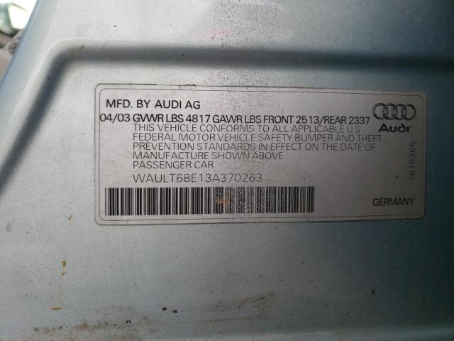 Photo 9 VIN: WAULT68E13A370263 - AUDI A4 3.0 