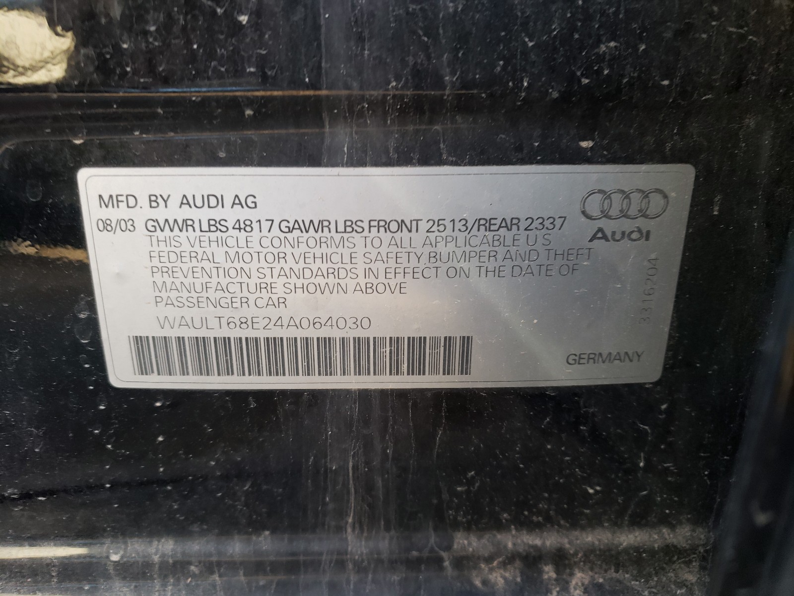 Photo 9 VIN: WAULT68E24A064030 - AUDI A4 3.0 QUA 