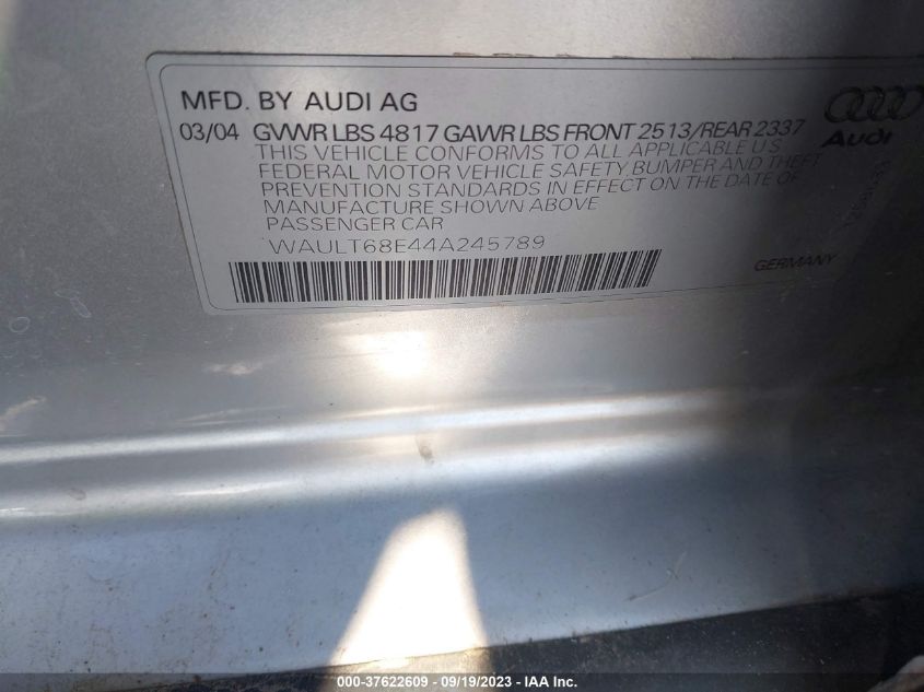 Photo 8 VIN: WAULT68E44A245789 - AUDI A4 