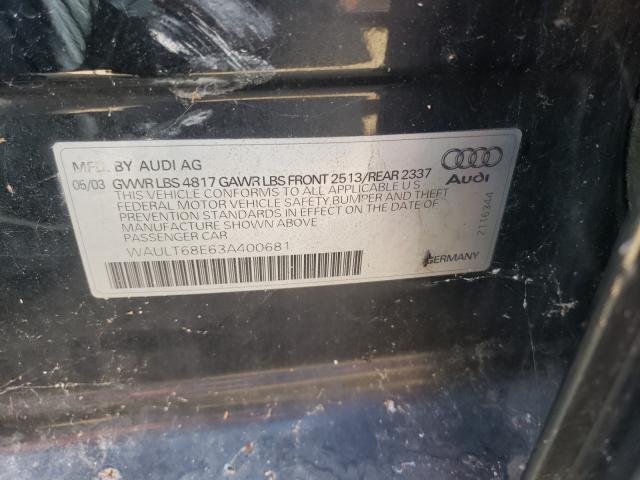 Photo 9 VIN: WAULT68E63A400681 - AUDI A4 3.0 QUA 