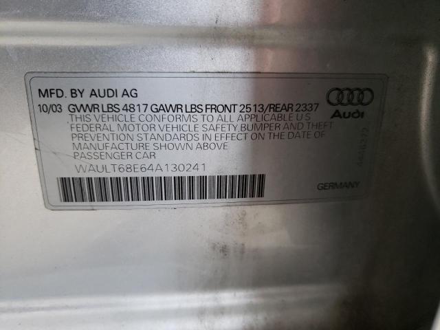 Photo 9 VIN: WAULT68E64A130241 - AUDI A4 3.0 QUA 