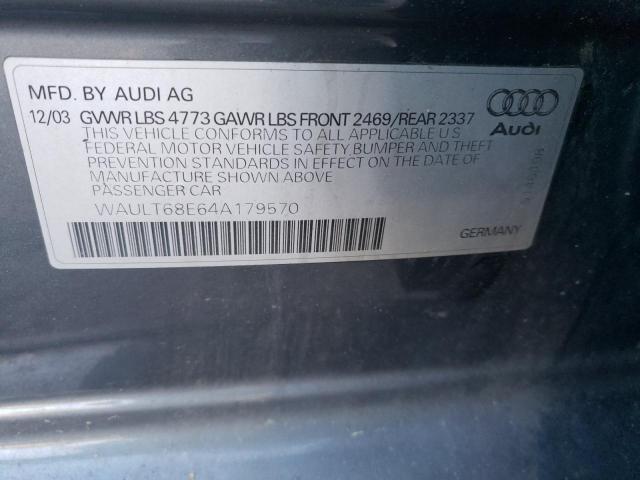 Photo 11 VIN: WAULT68E64A179570 - AUDI A4 3.0 QUA 