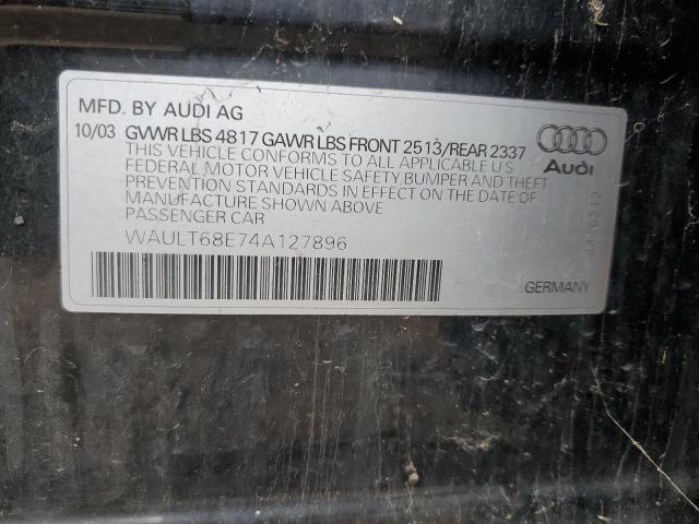 Photo 11 VIN: WAULT68E74A127896 - AUDI A4 