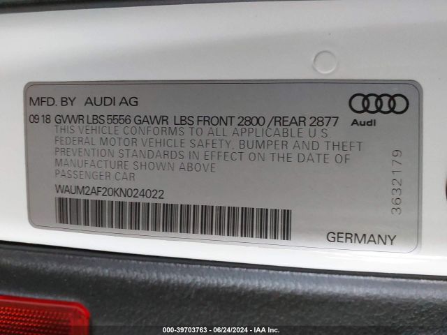 Photo 8 VIN: WAUM2AF20KN024022 - AUDI A6 