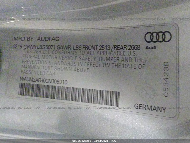 Photo 8 VIN: WAUM2AFH0GN006910 - AUDI A5 