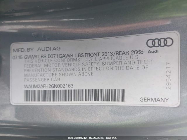 Photo 8 VIN: WAUM2AFH2GN002163 - AUDI A5 