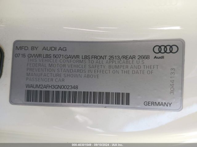 Photo 8 VIN: WAUM2AFH3GN002348 - AUDI A5 