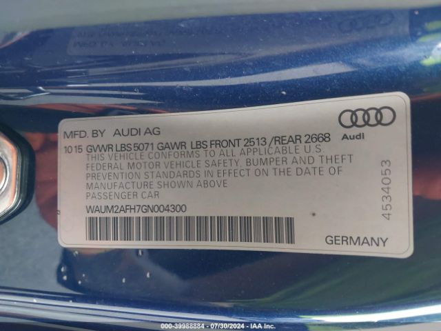 Photo 8 VIN: WAUM2AFH7GN004300 - AUDI A5 