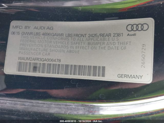 Photo 8 VIN: WAUM2AFR3GA006478 - AUDI A5 