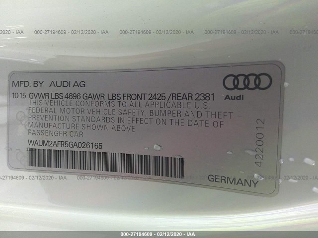 Photo 8 VIN: WAUM2AFR5GA026165 - AUDI A5 