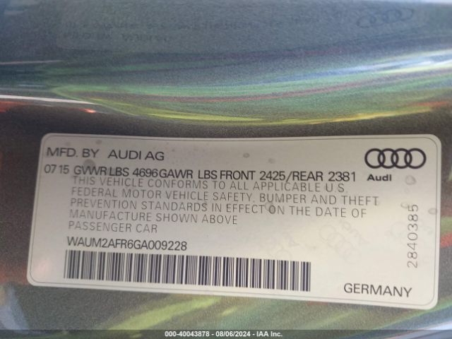 Photo 8 VIN: WAUM2AFR6GA009228 - AUDI A5 