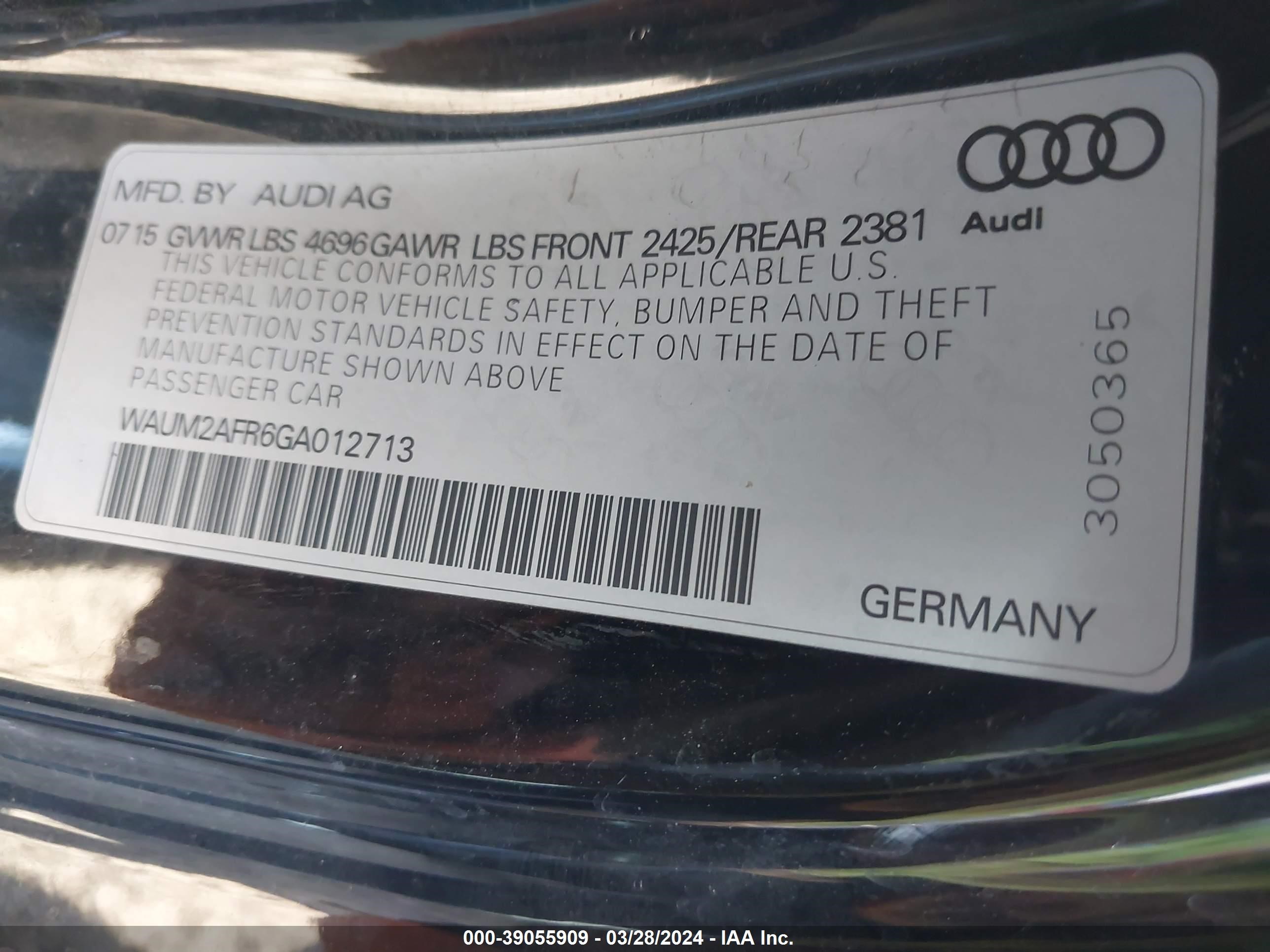 Photo 8 VIN: WAUM2AFR6GA012713 - AUDI A5 