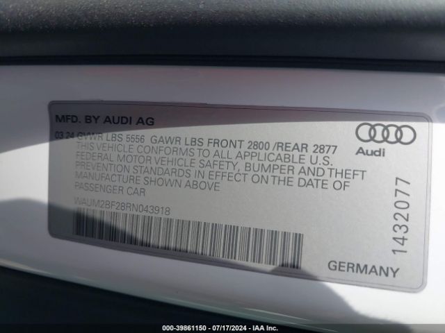 Photo 8 VIN: WAUM2BF28RN043918 - AUDI A6 