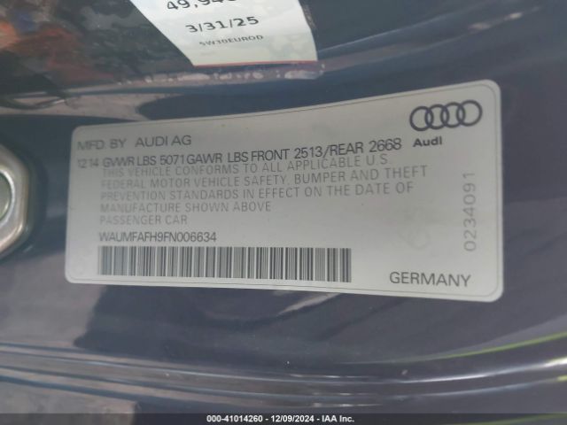 Photo 8 VIN: WAUMFAFH9FN006634 - AUDI A5 