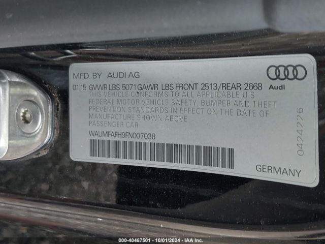 Photo 8 VIN: WAUMFAFH9FN007038 - AUDI A5 