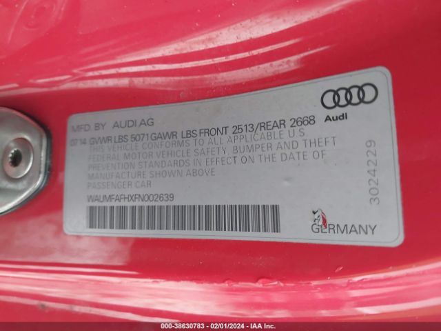 Photo 8 VIN: WAUMFAFHXFN002639 - AUDI A5 