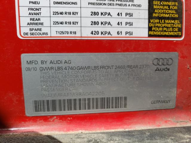 Photo 9 VIN: WAUMFAFM3BA042205 - AUDI A3 PREMIUM 