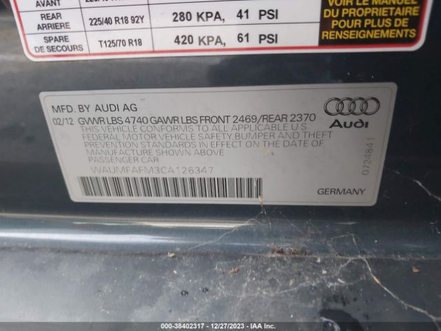 Photo 8 VIN: WAUMFAFM3CA126347 - AUDI A3 