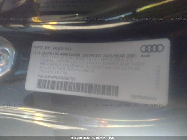 Photo 8 VIN: WAUMFAFR2FA036753 - AUDI A5 