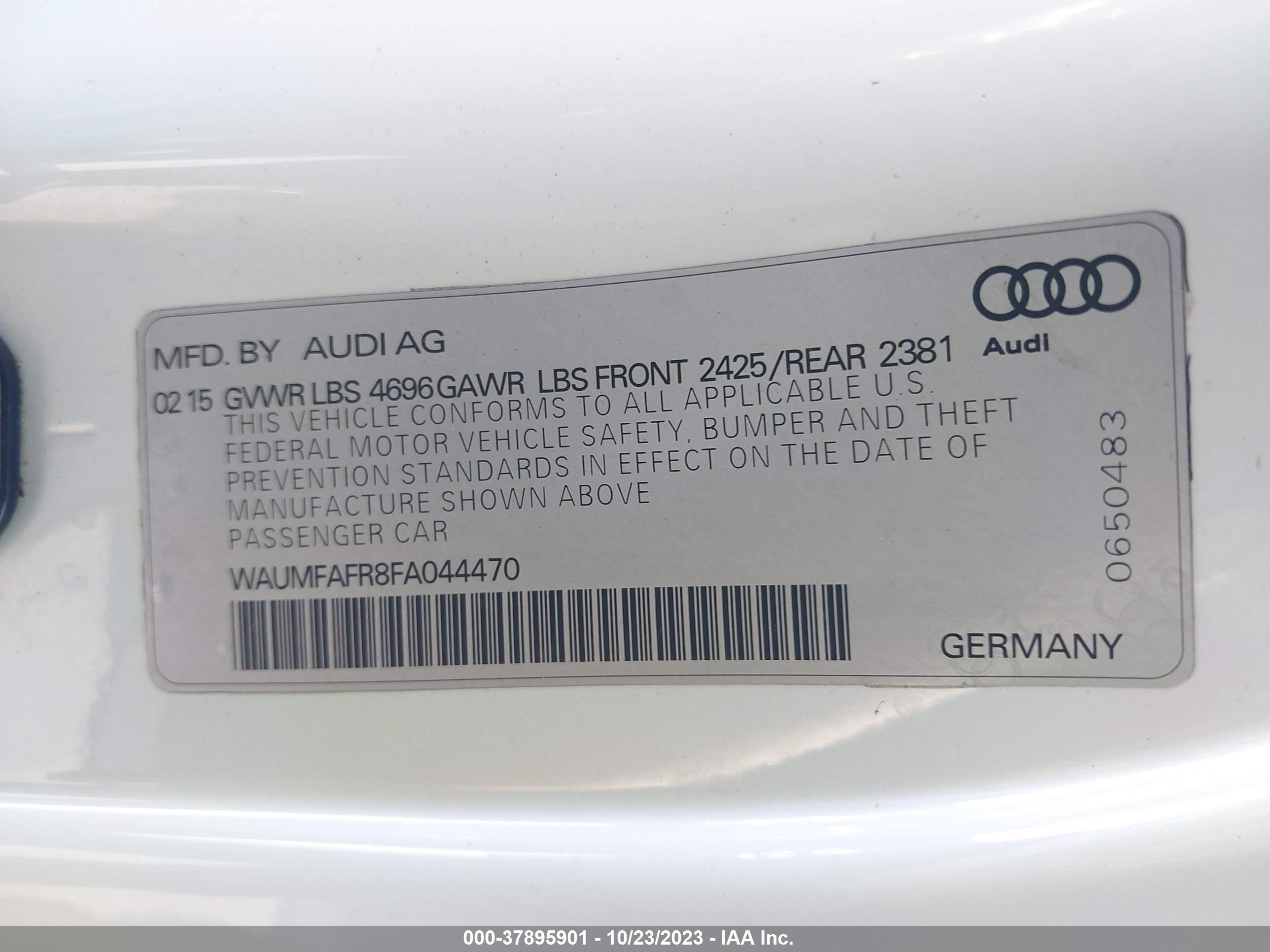 Photo 8 VIN: WAUMFAFR8FA044470 - AUDI A5 