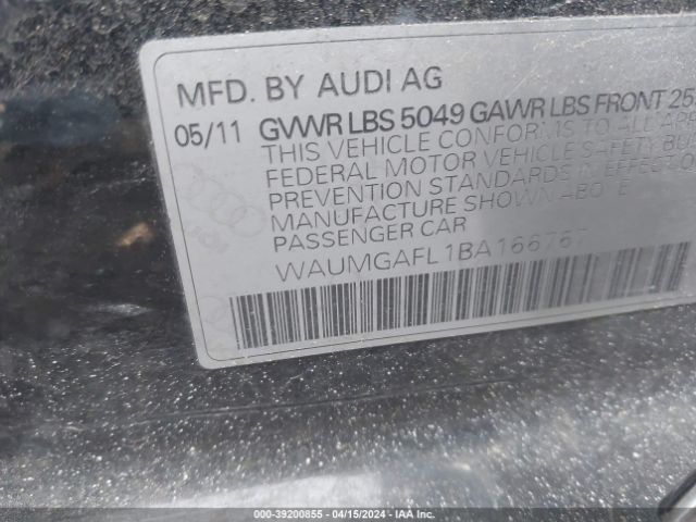 Photo 8 VIN: WAUMGAFL1BA166767 - AUDI S4 