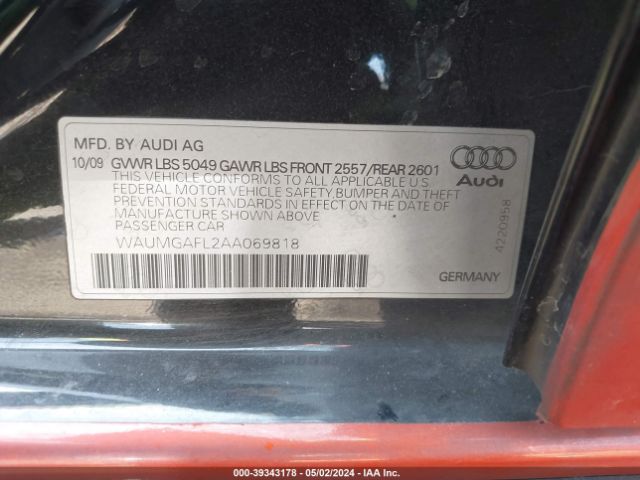 Photo 8 VIN: WAUMGAFL2AA069818 - AUDI S4 