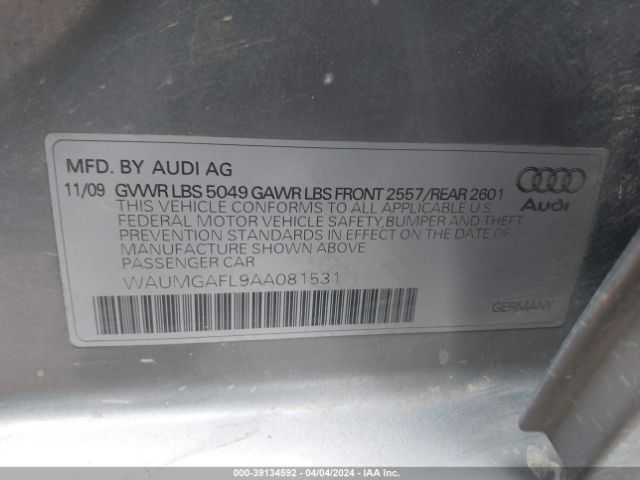 Photo 8 VIN: WAUMGAFL9AA081531 - AUDI S4 