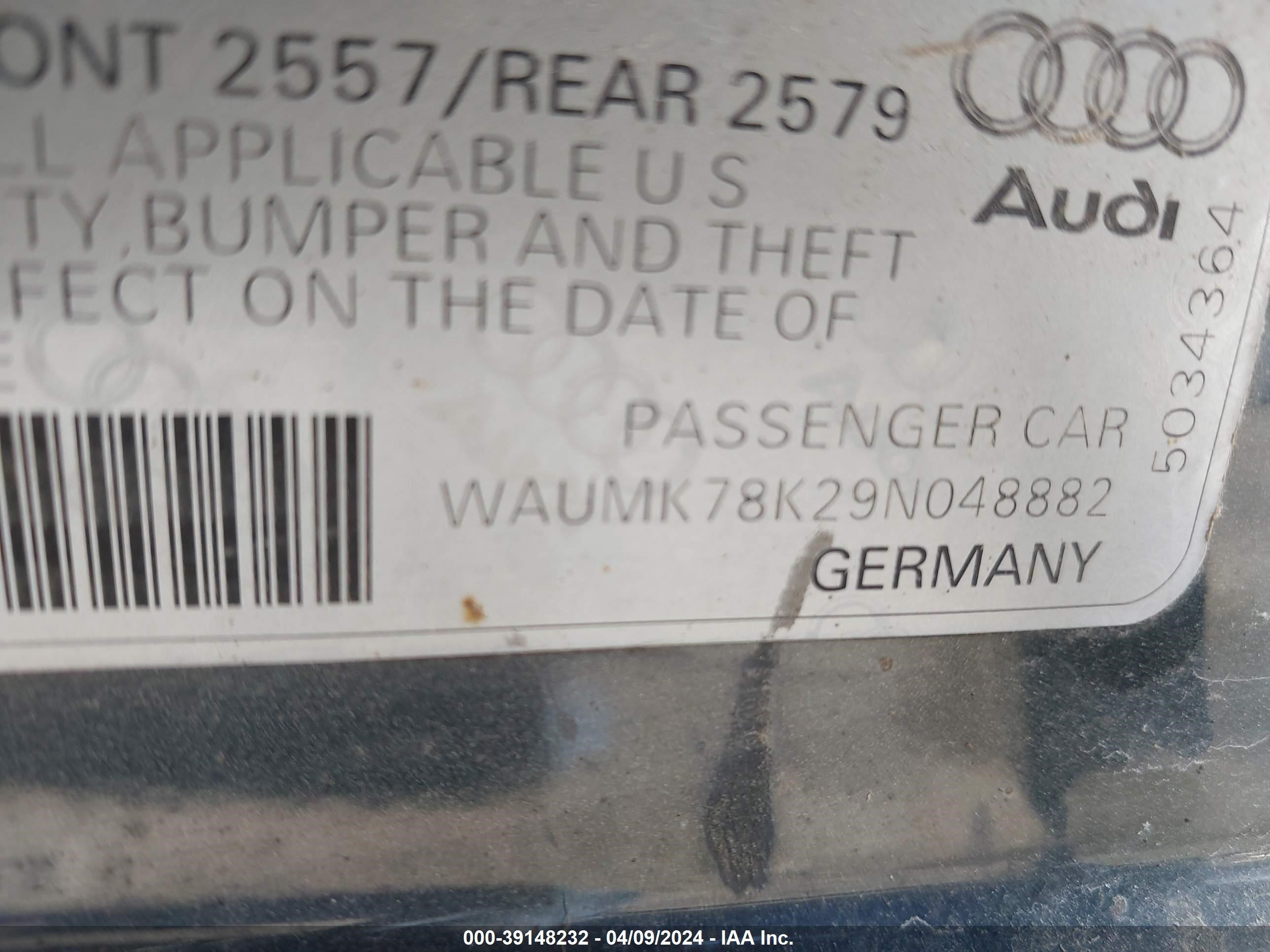 Photo 8 VIN: WAUMK78K29N048882 - AUDI A4 