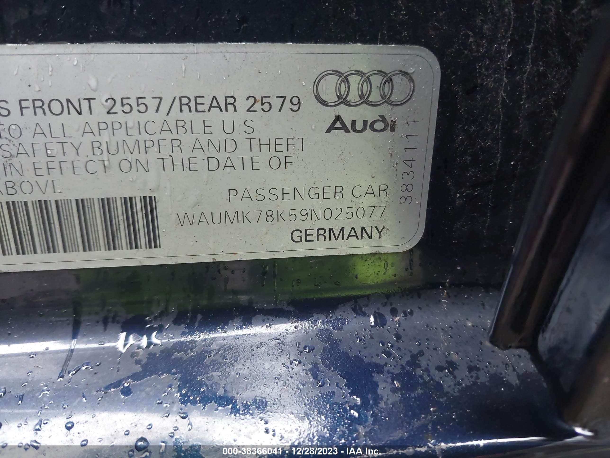 Photo 8 VIN: WAUMK78K59N025077 - AUDI A4 