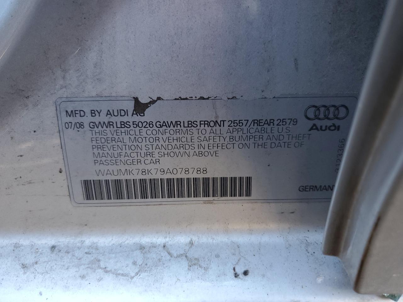 Photo 11 VIN: WAUMK78K79A078788 - AUDI A4 