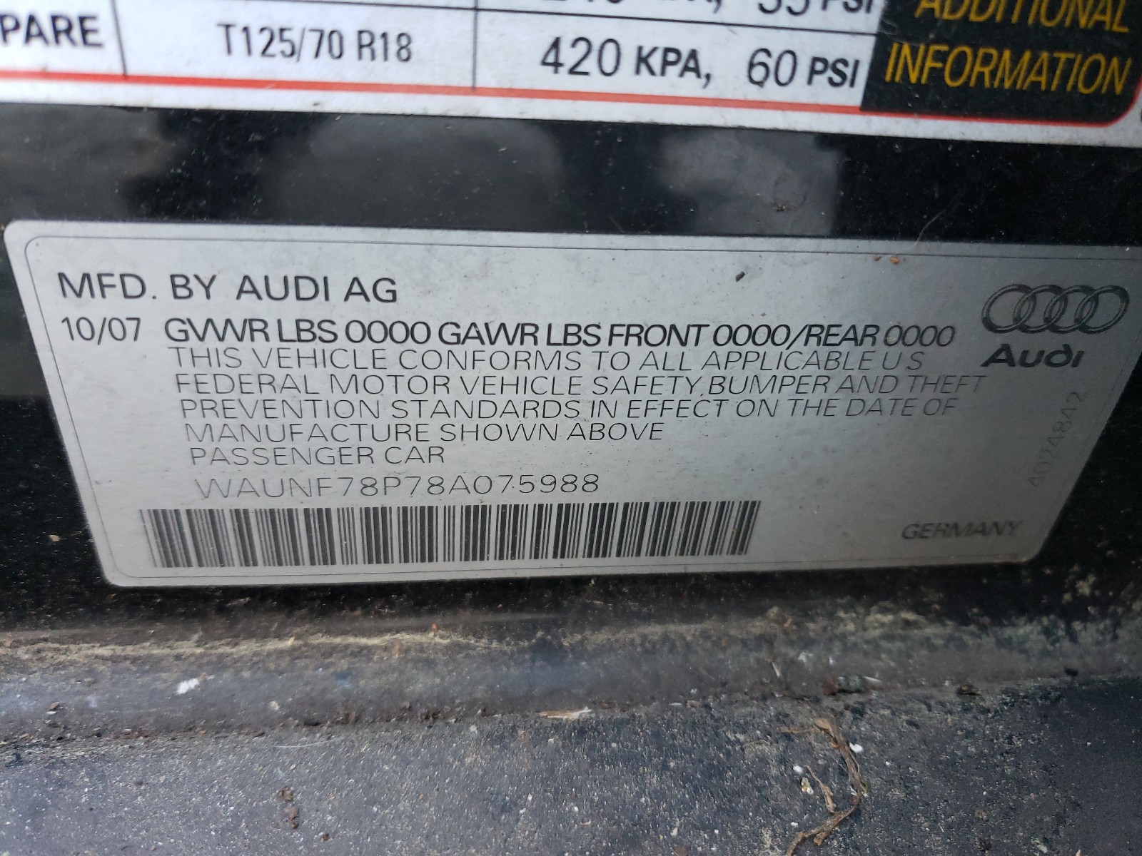 Photo 9 VIN: WAUNF78P78A075988 - AUDI A3 2.0 PRE 