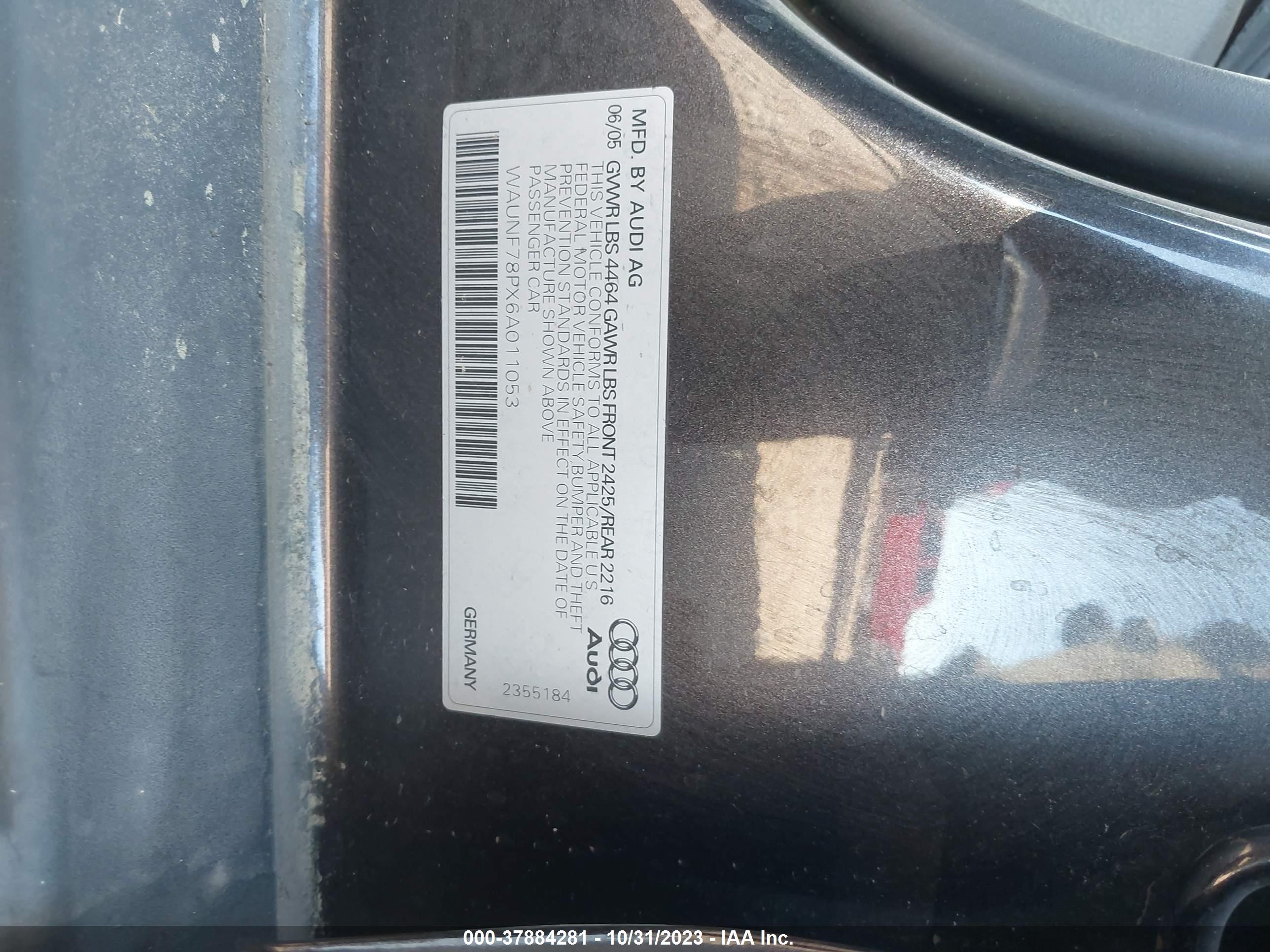 Photo 8 VIN: WAUNF78PX6A011053 - AUDI A3 