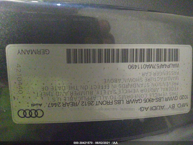 Photo 8 VIN: WAUP4AF57MA011490 - AUDI S5 COUPE 