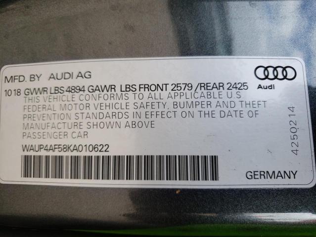 Photo 11 VIN: WAUP4AF58KA010622 - AUDI S5 PREMIUM 