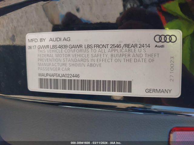 Photo 8 VIN: WAUP4AF5XJA022446 - AUDI S5 