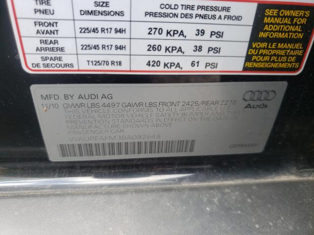 Photo 9 VIN: WAUPEAFM3BA092649 - AUDI A3 PREMIUM 