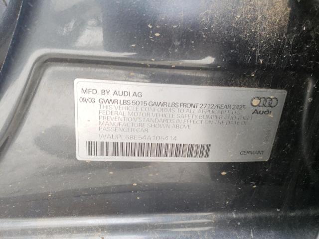 Photo 9 VIN: WAUPL68E54A105414 - AUDI S4 