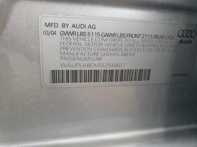 Photo 9 VIN: WAUPL68EX4A256801 - AUDI S4 