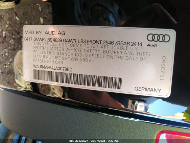 Photo 8 VIN: WAUR4AF54JA007952 - AUDI S5 