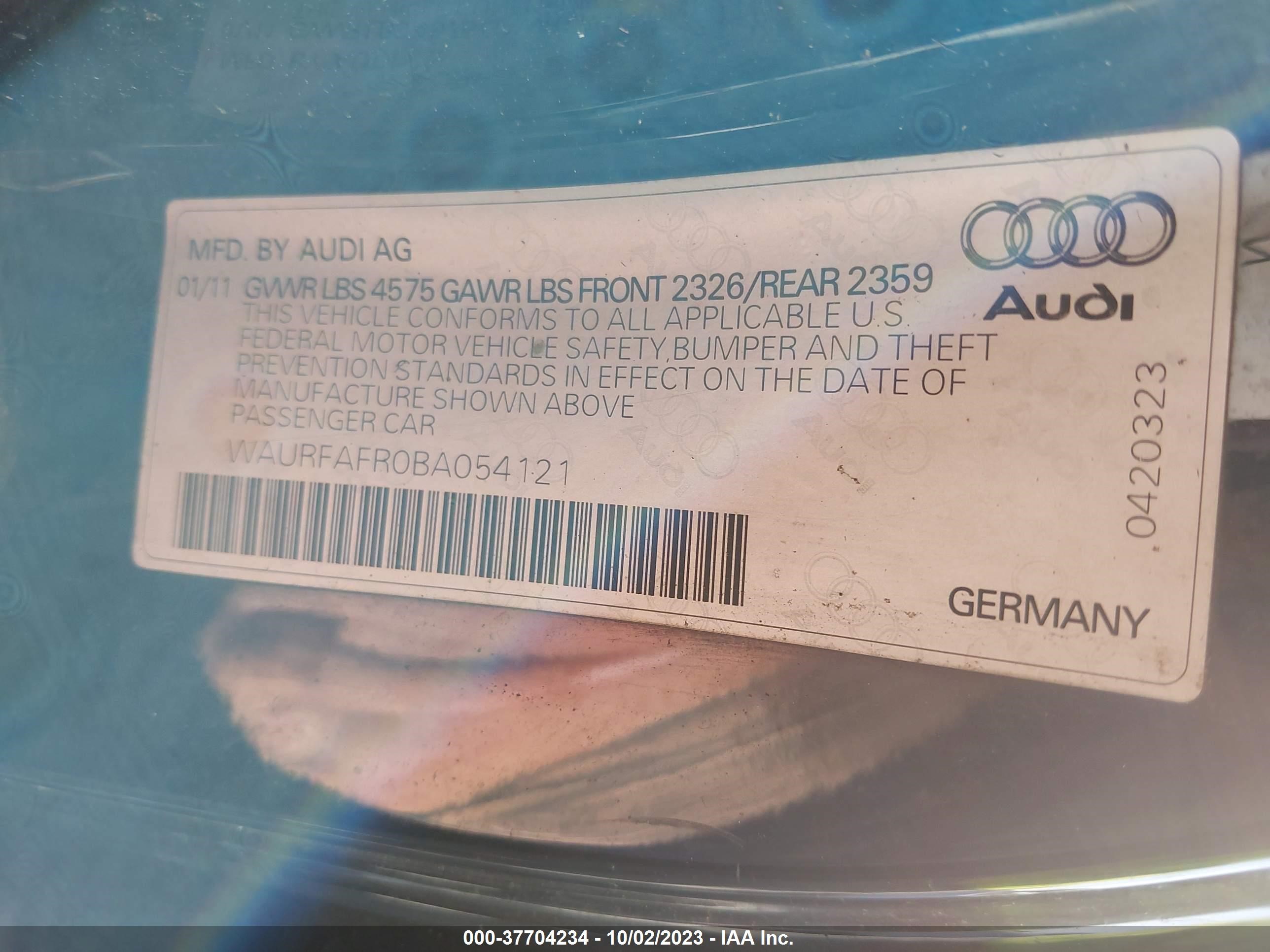 Photo 8 VIN: WAURFAFR0BA054121 - AUDI A5 