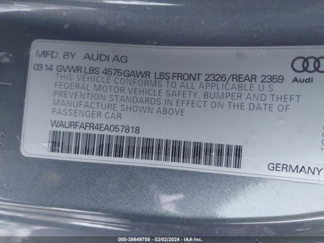 Photo 8 VIN: WAURFAFR4EA057818 - AUDI A5 