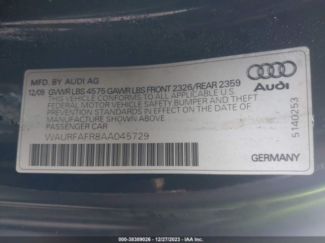 Photo 8 VIN: WAURFAFR8AA045729 - AUDI A5 