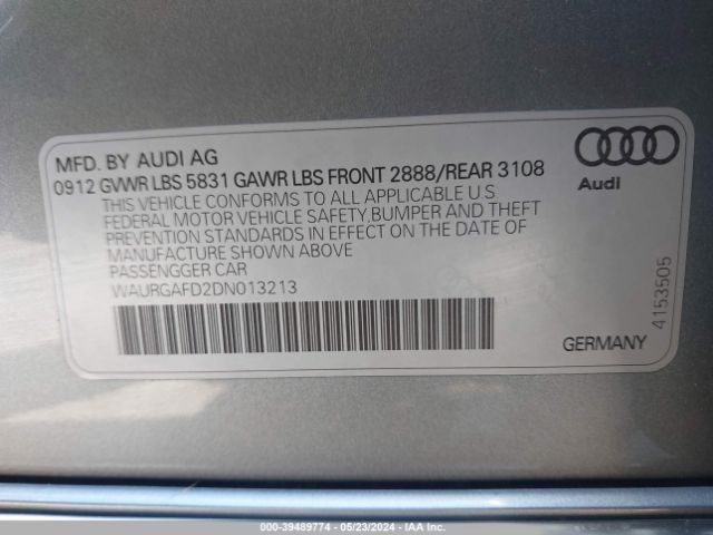 Photo 8 VIN: WAURGAFD2DN013213 - AUDI A8 L 