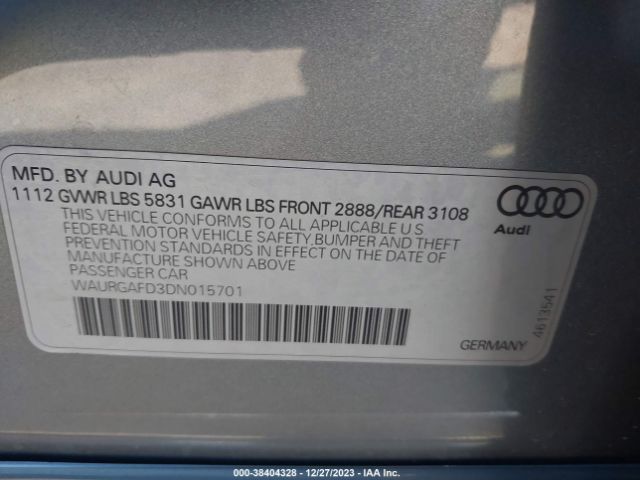 Photo 8 VIN: WAURGAFD3DN015701 - AUDI A8 L 