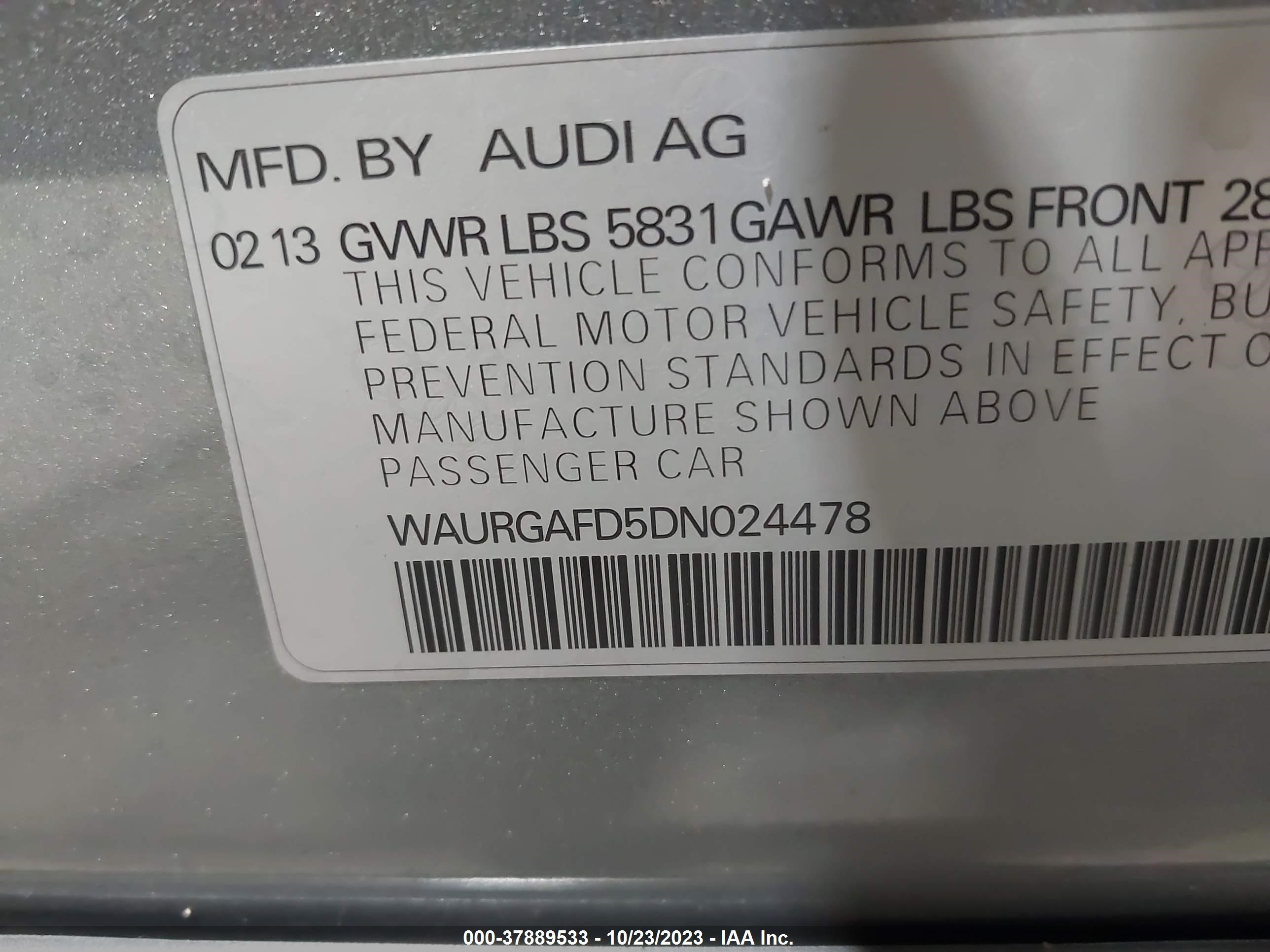 Photo 8 VIN: WAURGAFD5DN024478 - AUDI A8 L 