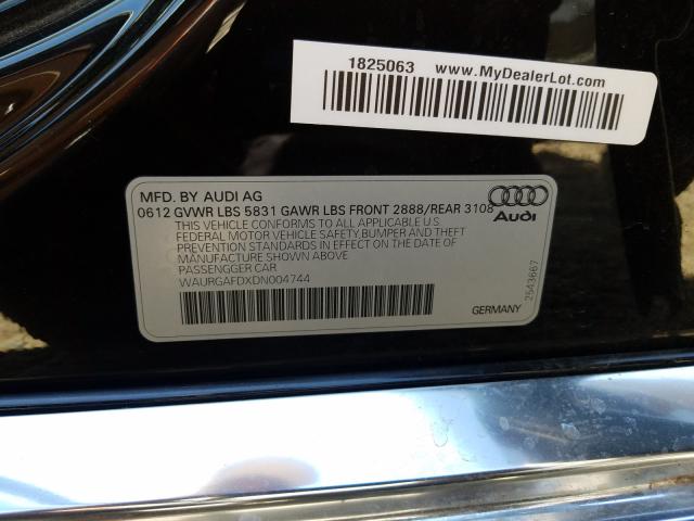 Photo 9 VIN: WAURGAFDXDN004744 - AUDI A8 