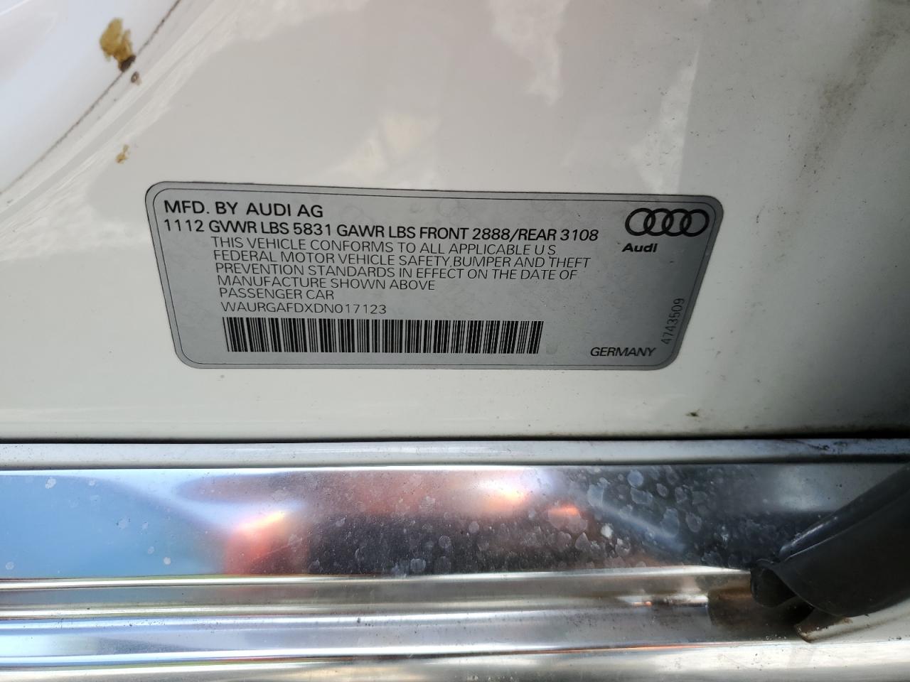 Photo 11 VIN: WAURGAFDXDN017123 - AUDI A8 