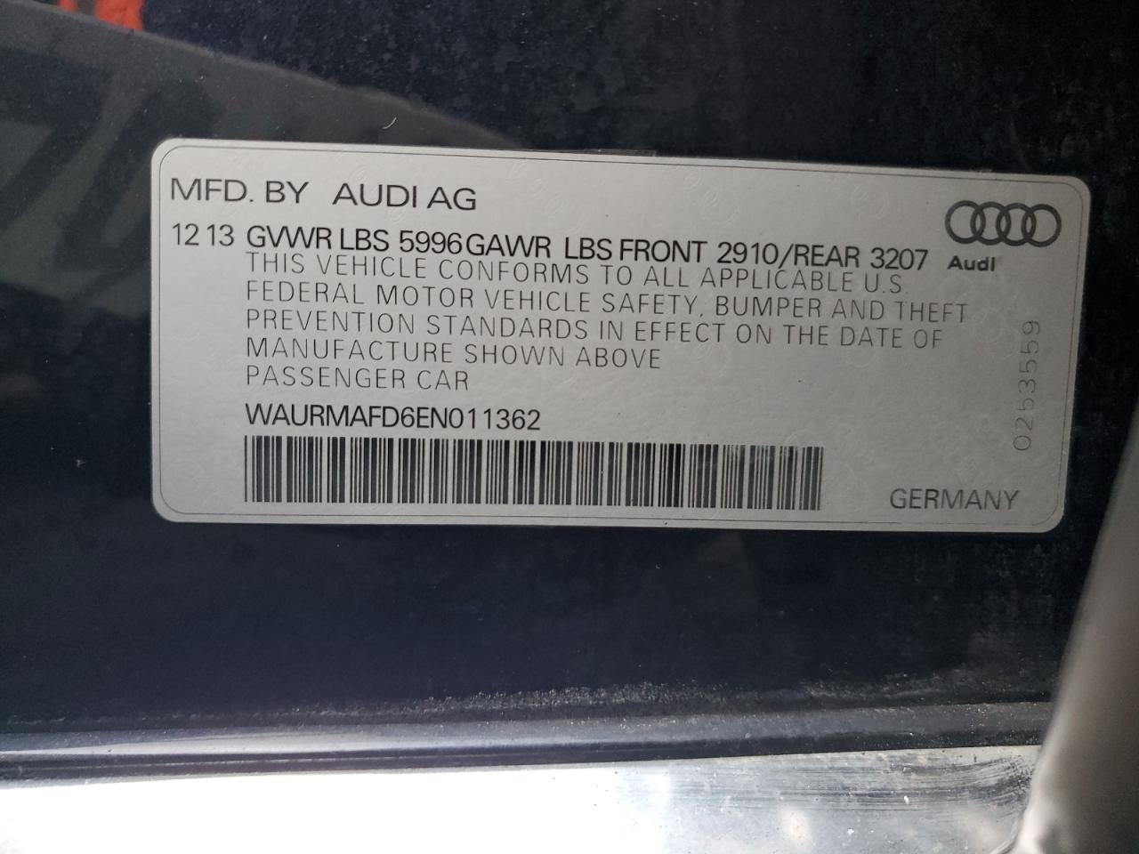 Photo 11 VIN: WAURMAFD6EN011362 - AUDI A8 