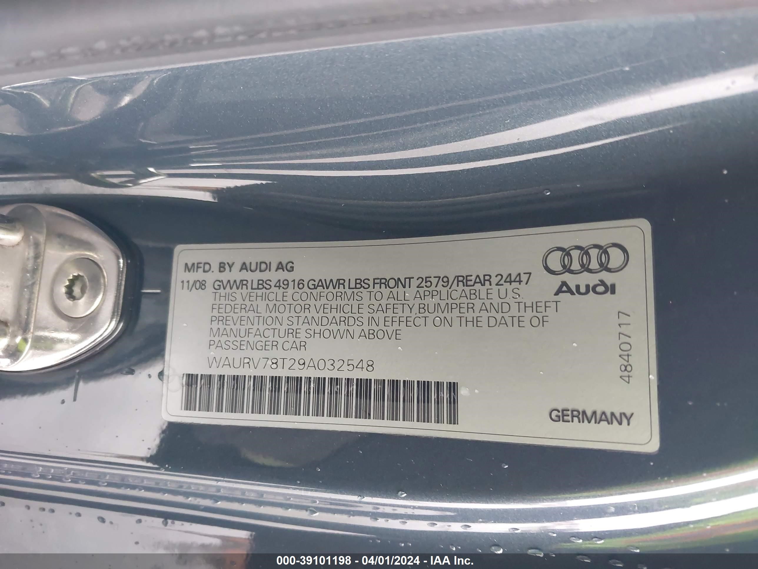 Photo 8 VIN: WAURV78T29A032548 - AUDI S5 